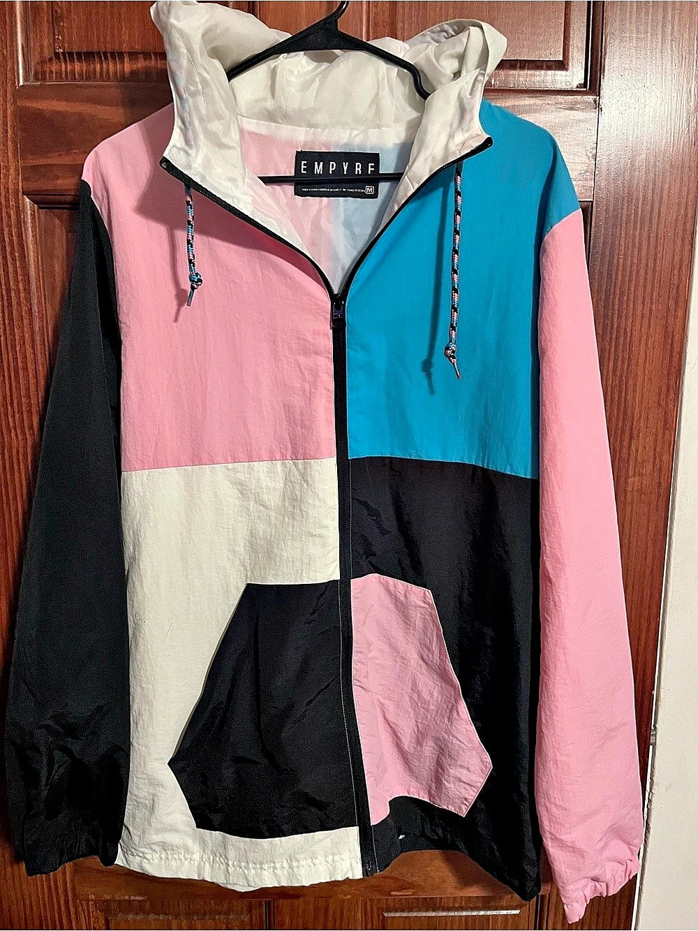 Empyre Color Block Windbreaker Jacket in Pink & Black Like New